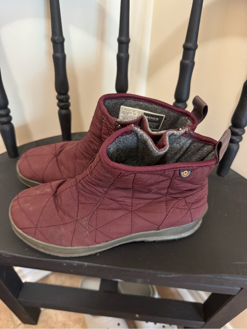 Bogs Quilted Slip-On Ankle Boots in Burgundy